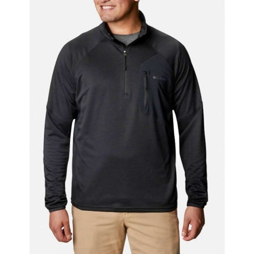 Columbia Single Canyon Half Zip Black Fleece Pullover Top LARGE Gorpcore Casual